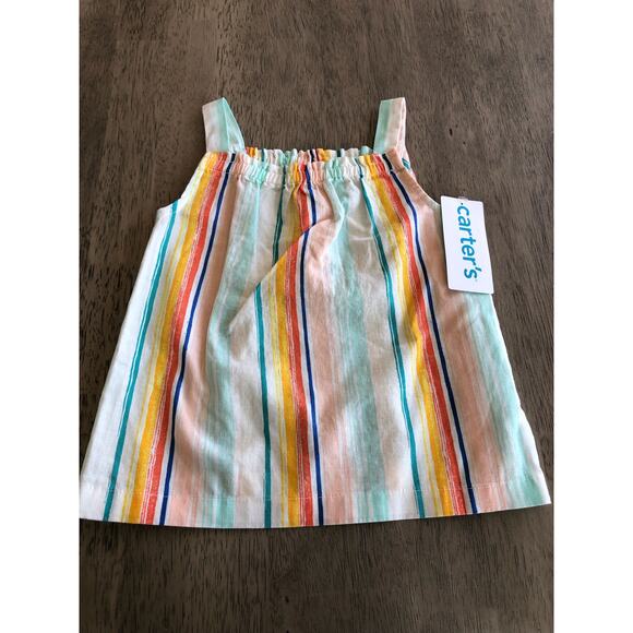 Carters Two Piece Stripe Top and Aqua Shorts - 24M - Picture 2 of 4